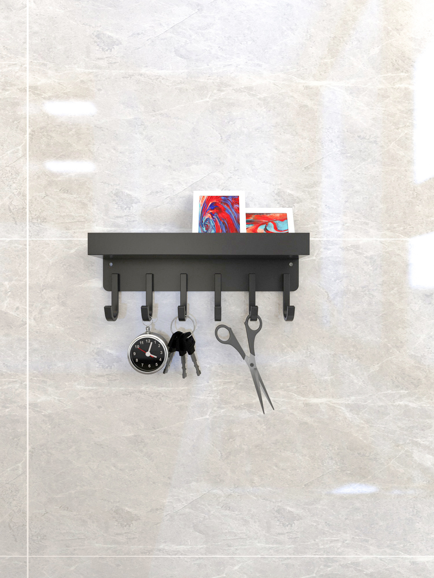 Hot Selling Decorative Mail Organizer Wall Mount with Key Hooks Mail Holder Key Rack Organizer 6 Hooks Key Holder for Wall