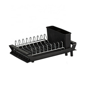 Kitchen single tier Dish Drying Rack PP stainless steel 304 Organizer With Drainboard expanded Dish Drainer