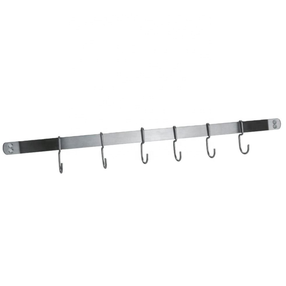 Wall Mounted Kitchen Bar Stainless Steel Kitchen Hanging Hook Rail With 5 Hooks