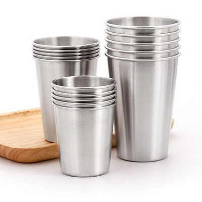 Tumblers Pint Camping Cups Unbreakable Stainless Steel Drinking Glasses Stackable Metal Cups for Kids Adults Travel Everyday Use