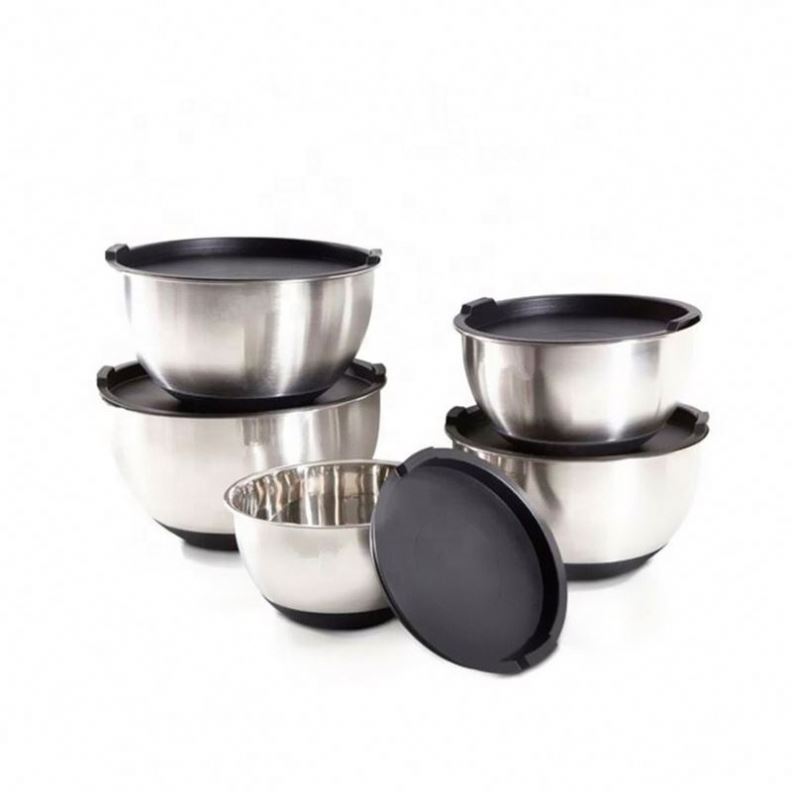 Silicone Bottom Mixing Bowls Thicker Tableware Stainless Steel Mixing Bowls For Grinders