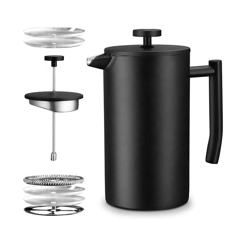 custom logo 1000ml 1L Coffee Maker Plunger Metal Stainless cafetera de prensa francesa cafetiere wholesale french press