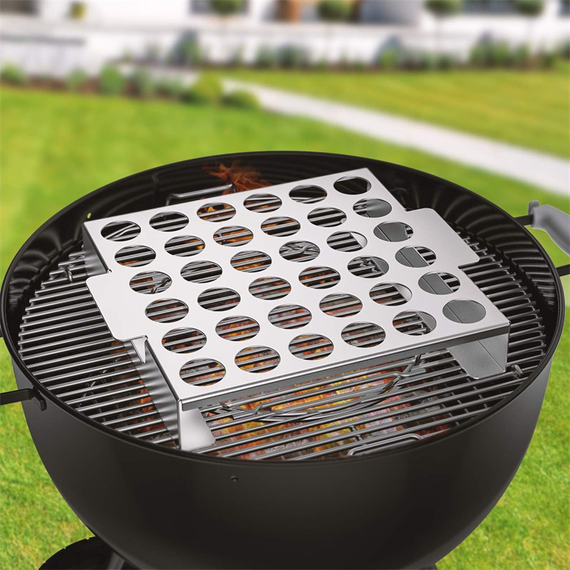 Outdoor Portable Traveling Cooking Tools Stainless Steel Foldable Charcoal BBQ Grill With Tray Pan