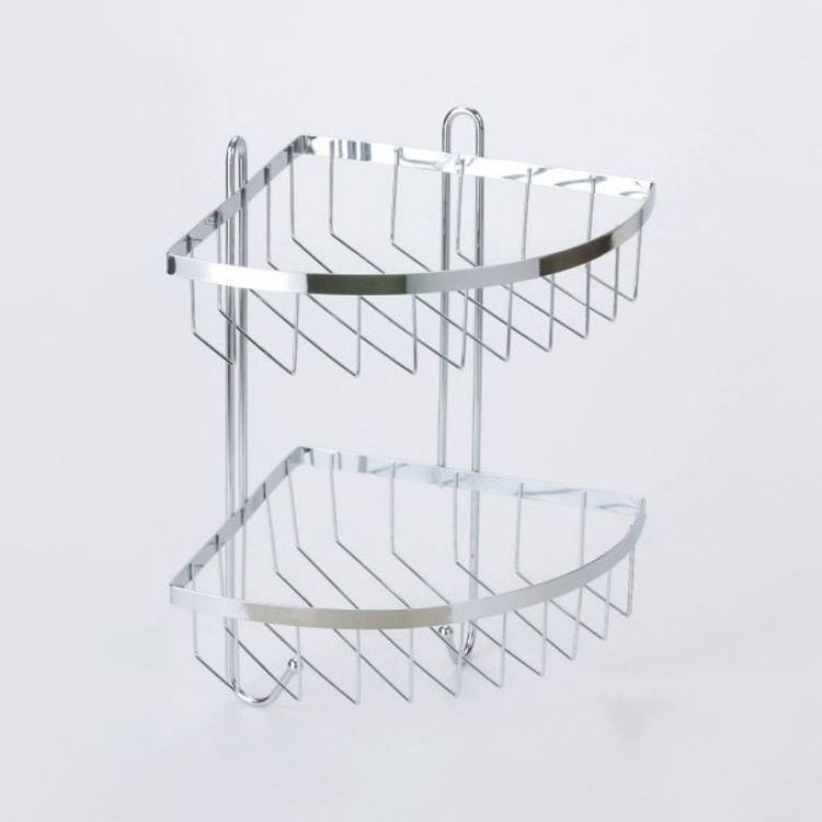 Wall Mount Stainless Steel Corner Shower Caddy No Drill Adhesive Organizer Accessories Bathroom Rack Shelf