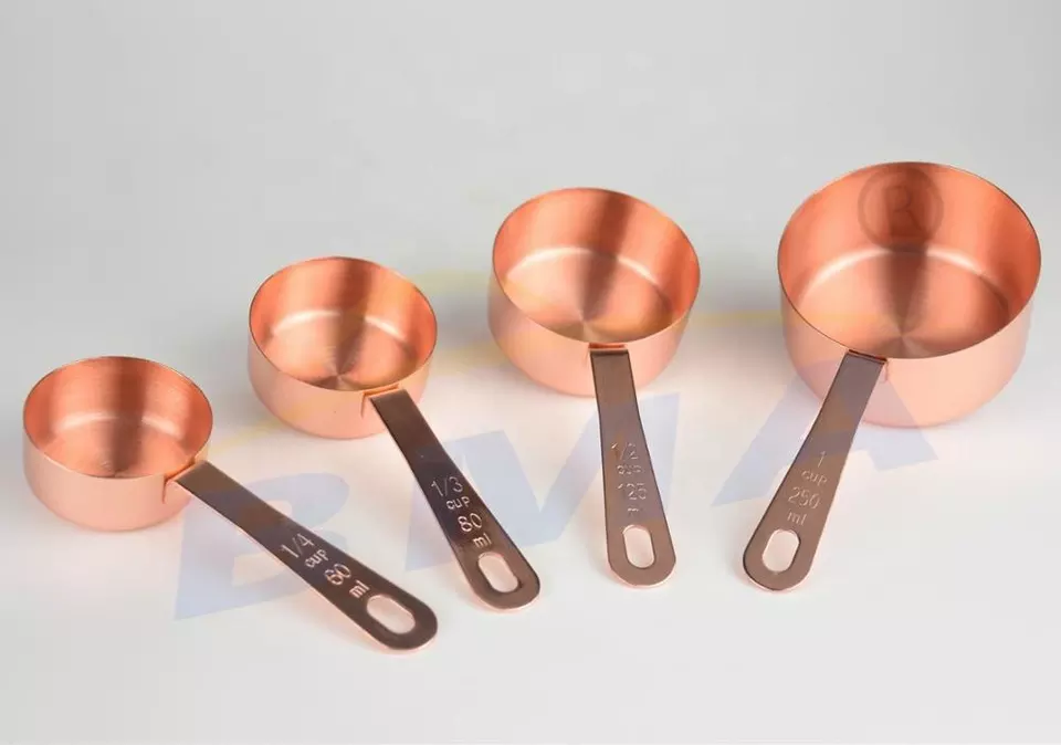 4pcs a set Stainless steel rose gold plating Big measuring cups and spoons set