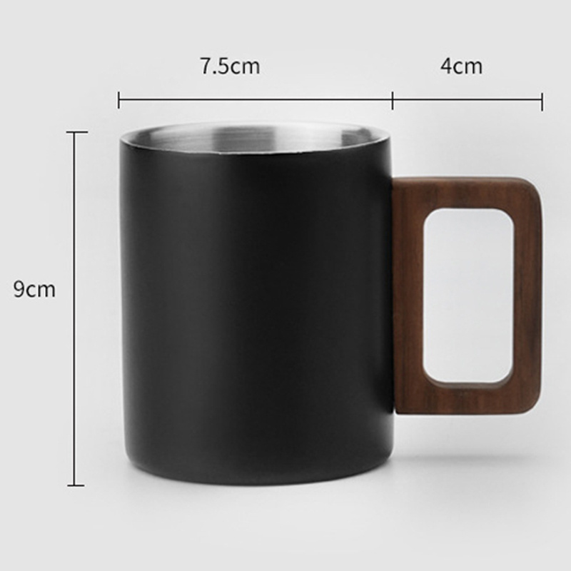 High Temperature Coating Loose Tea Steeper Mug 9oz Stainless Steel Coffee Tea Mug With Wooden Handle