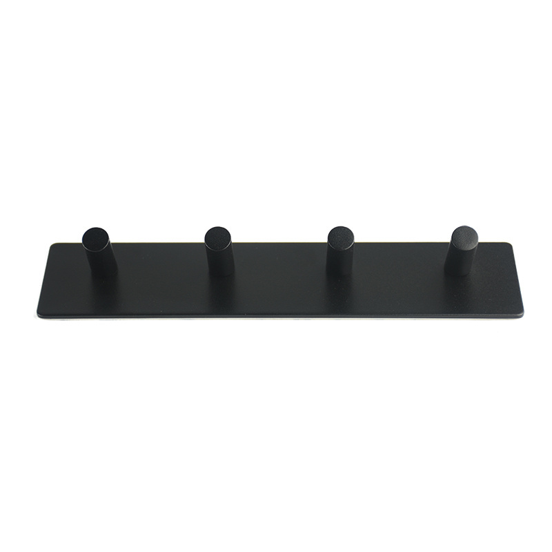 High Quality Heavy Duty Kitchen Self Adhesive Stainless Steel 304 Modern Coat Towel Hook Black Sticky Wall mounted 4 Hooks