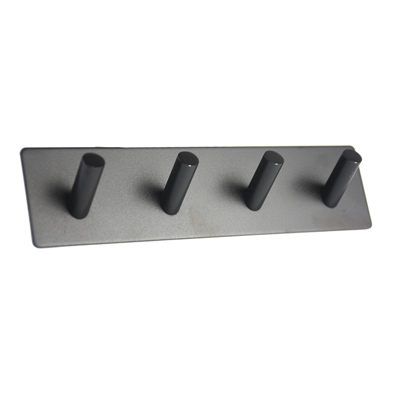 High Quality Heavy Duty Kitchen Self Adhesive Stainless Steel 304 Modern Coat Towel Hook Black Sticky Wall mounted 4 Hooks