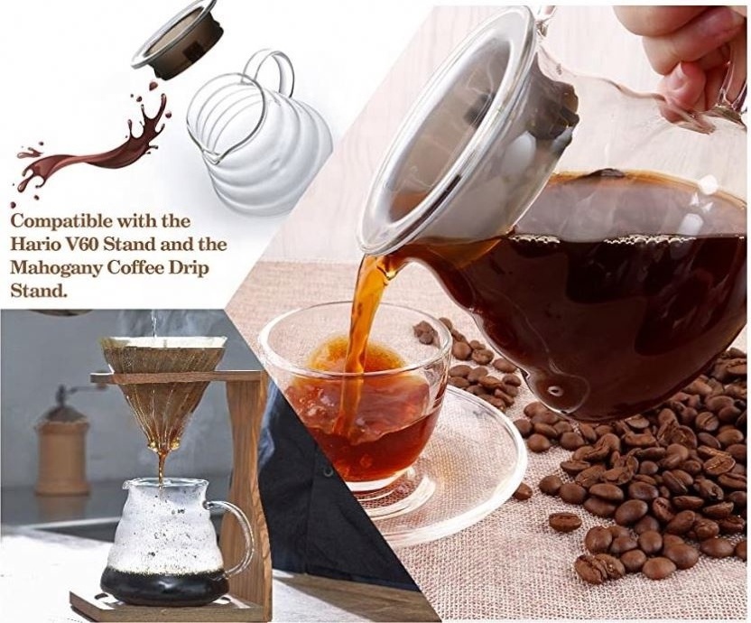 Heat Resistance Decanter Pour Over Coffee Maker Glass Carafe Coffee Pot Coffee Brewer With Stainless Steel Filter Dripper