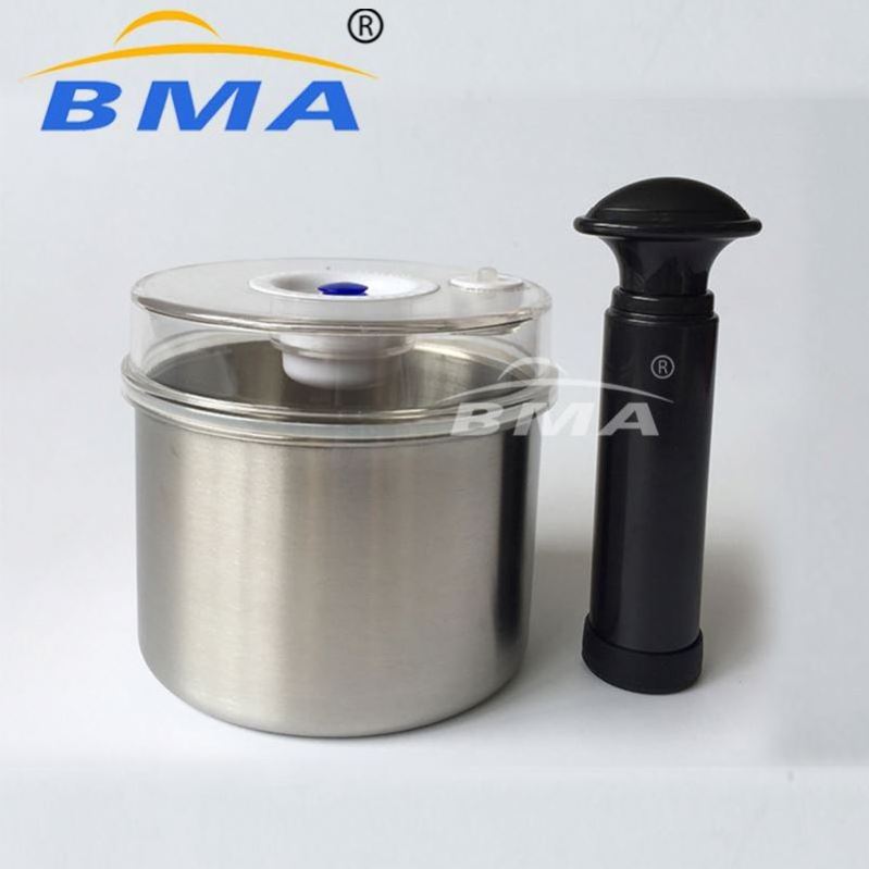 3pcs Vacuum food sealed canister with pump stainless steel metal tea coffee sugar airtight canisters sets storage container