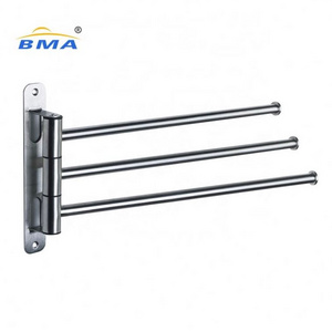 Bathroom hotel corner wall mounted adjustable folding bath holder stainless steel hanger rail towel rack