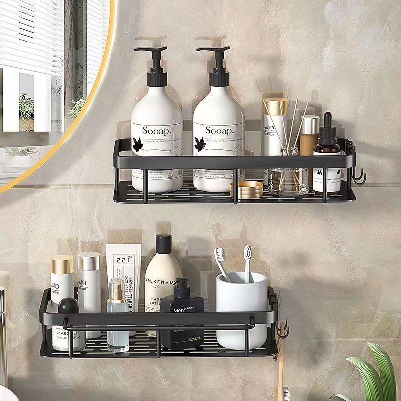 Bathroom Double Shelves Wall Mounted Self Adhesive Kitchen Corner Racks Shower Caddy Corner Storage Shelf