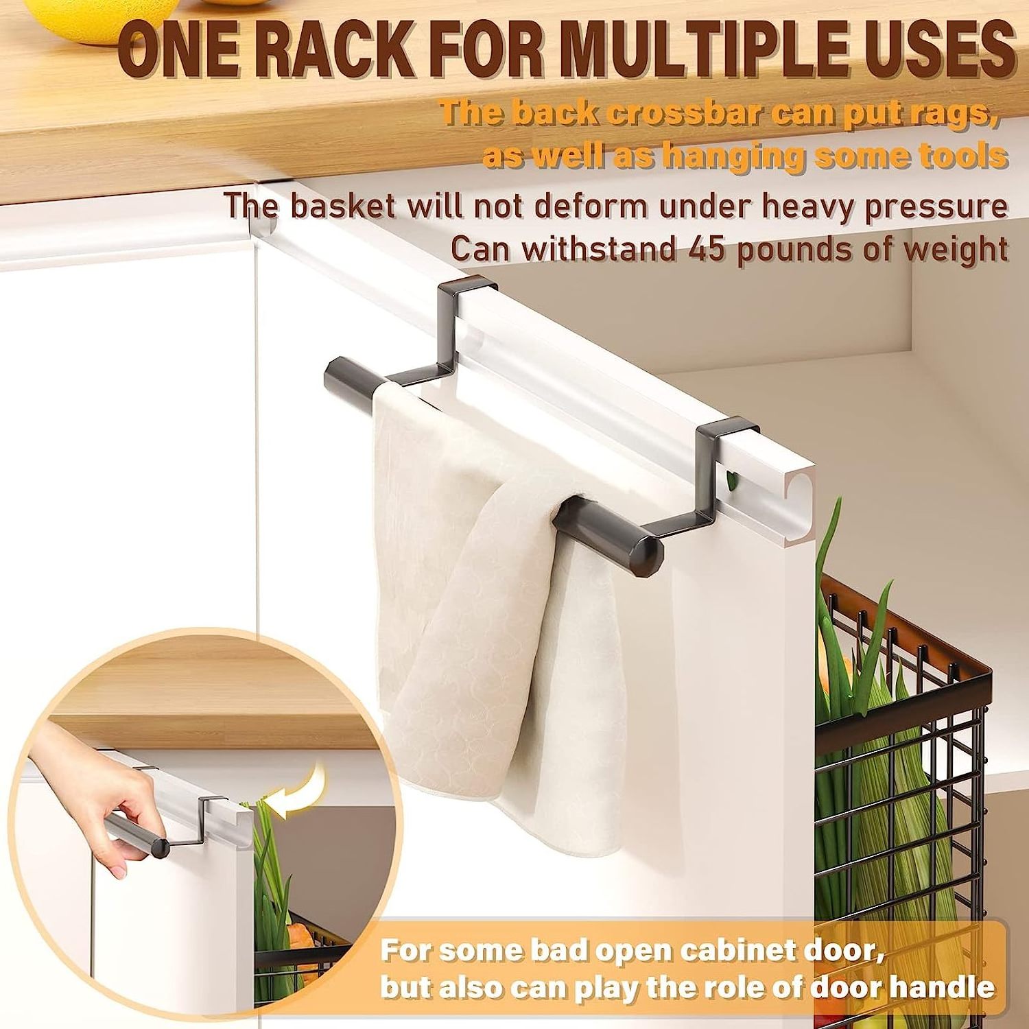 Kitchen Home Storage & Organization Cabinet Door Organizer Cabinet Door Organizer with Towel bar Cutting Board Organizer