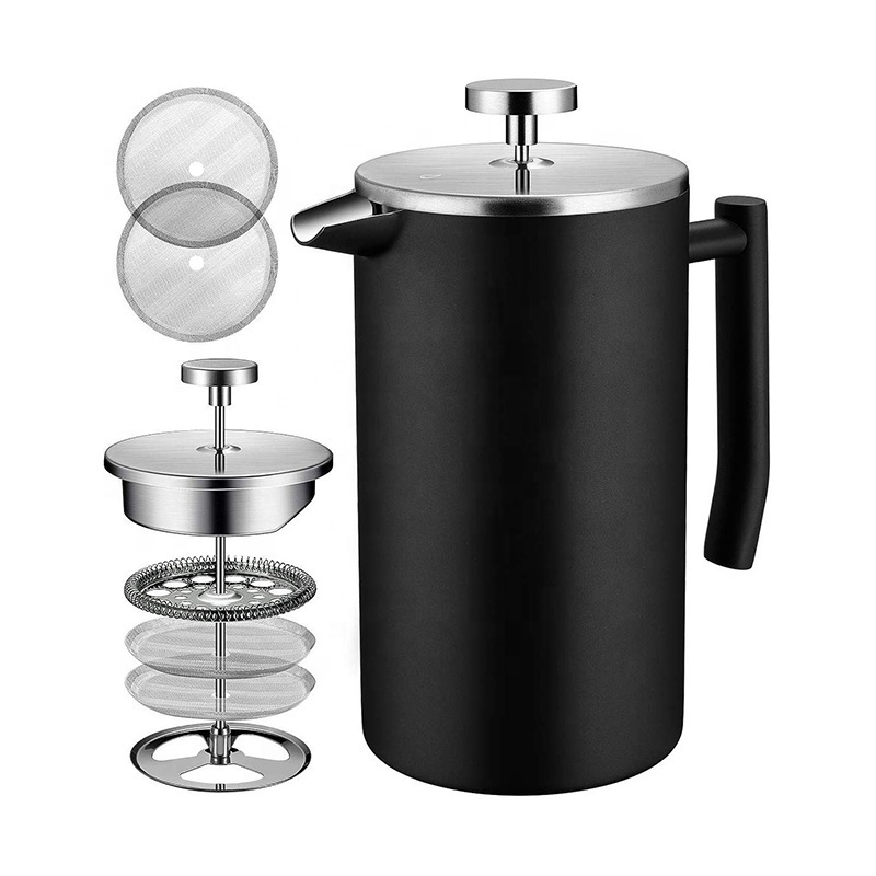 custom logo 1000ml 1L Coffee Maker Plunger Metal Stainless cafetera de prensa francesa cafetiere wholesale french press