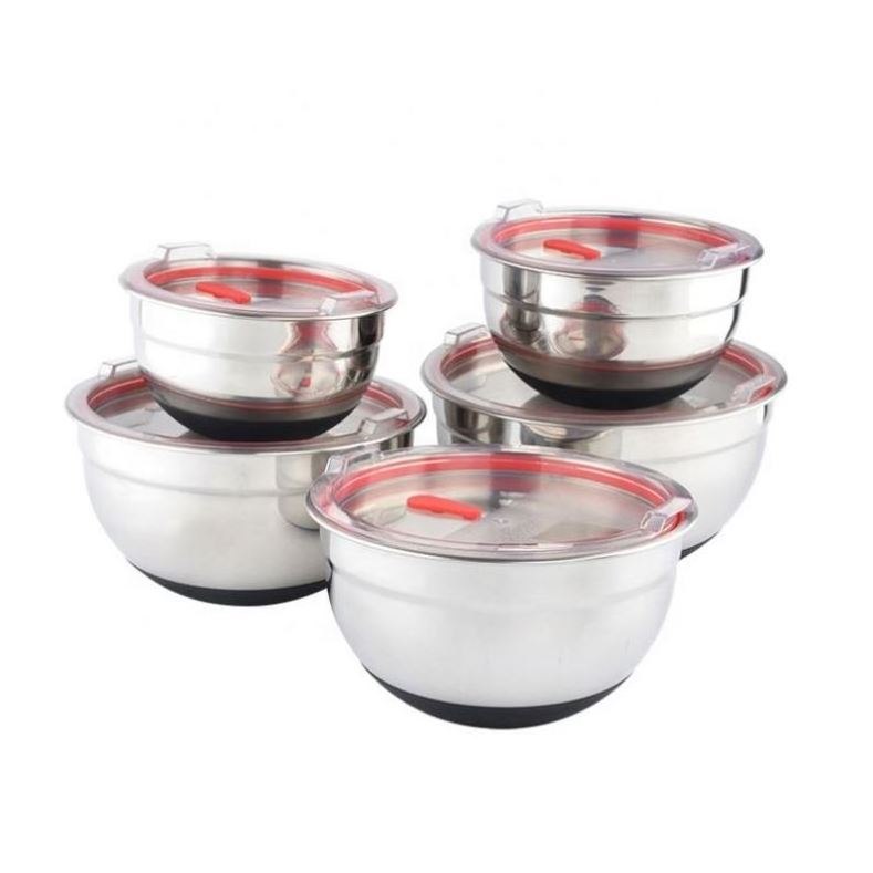 Silicone Bottom Mixing Bowls Thicker Tableware Stainless Steel Mixing Bowls For Grinders