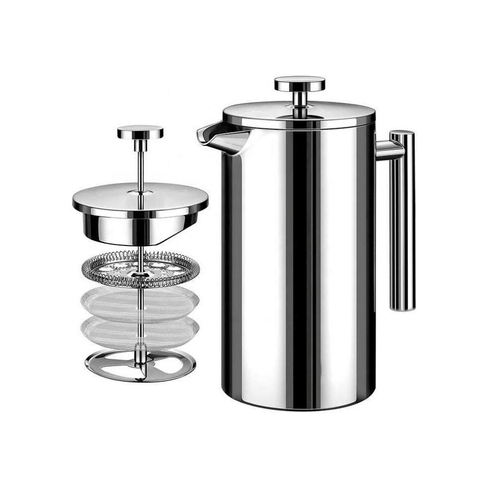 French Press Coffee Maker 304 Grade Stainless Steel Insulated Coffee Press with 4-Level Filtration Systems