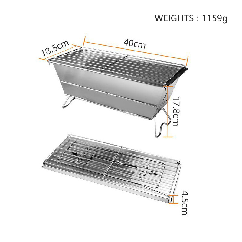 Camping Fire Pit Stainless Steel Portable Charcoal BBQ Grill Foldable Barbecue Grill