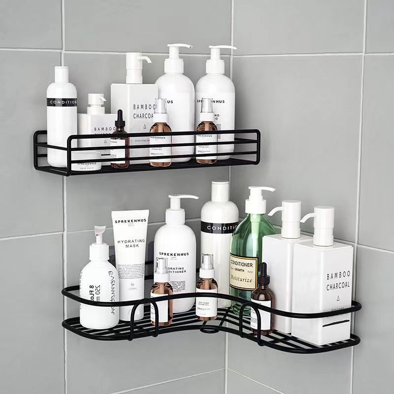 bathroom corner shelf rack iron wire drilling shelf organizer bottle storage shelf for bathroom