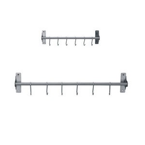 Kitchen Sliding Hooks Solid Stainless Steel Hanging Rack Rail with 6 Utensil Removable S Hooks for Towel, Pot Pan, Spoon