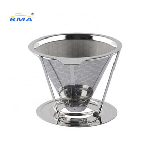 Stainless Steel Coffee Filter Reusable Pour Over Coffee Filter Cone Coffee Dripper with Removable Cup