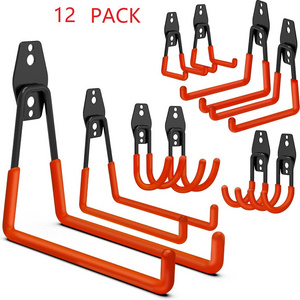 2 Packs Utility Double Heavy Duty with Mop Broom Holders 12 Packs Wall Mount Hooks 16 Packs Garage Hooks