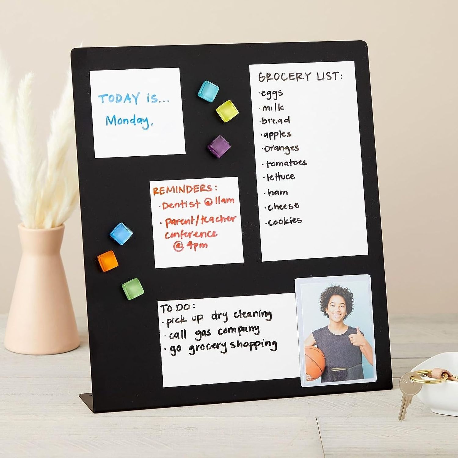 Black Dry Erase Memo Display Bulletin Wall Board Tabletop Magnet Board Large Magnetic Metal Board For Magnets With Easel Stand