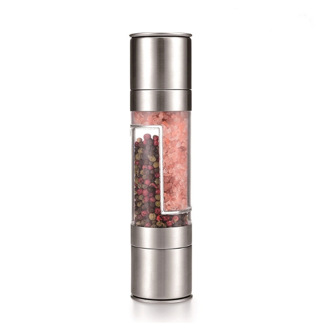 Salt Shakers Refillable Adjustable Coarseness Ceramic Rotor Pepper Mill 2 in 1 Manual Stainless Steel Salt and Pepper Grinder