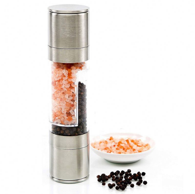 Salt Shakers Refillable Adjustable Coarseness Ceramic Rotor Pepper Mill 2 in 1 Manual Stainless Steel Salt and Pepper Grinder