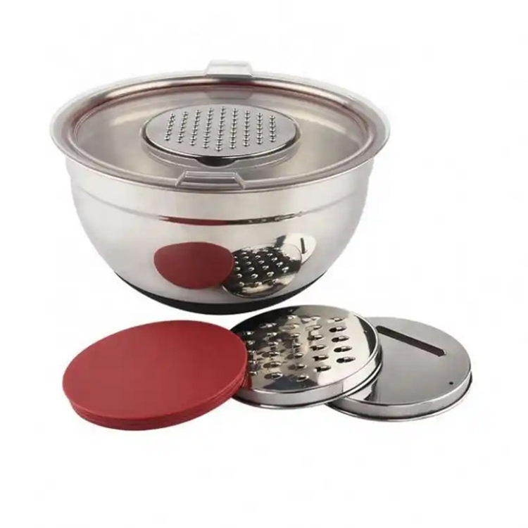 Silicone Bottom Mixing Bowls Thicker Tableware Stainless Steel Mixing Bowls For Grinders