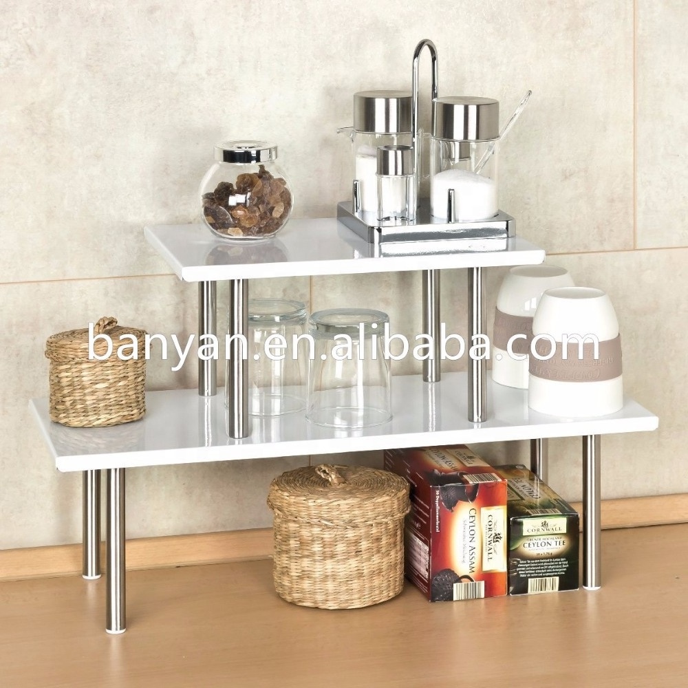 Bathroom Organizer Countertop Corner Shelf 2 Tier Bathroom Organization Bamboo Kitchen Counter Organizer Spice Rack for Cabine