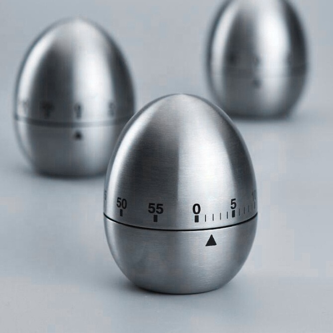 Kitchen Gadgets Kitchen Minute Timer Manual Metal Mechanical Cooking Egg Shape Timer Stainless Steel Dial Egg Kitchen Timer