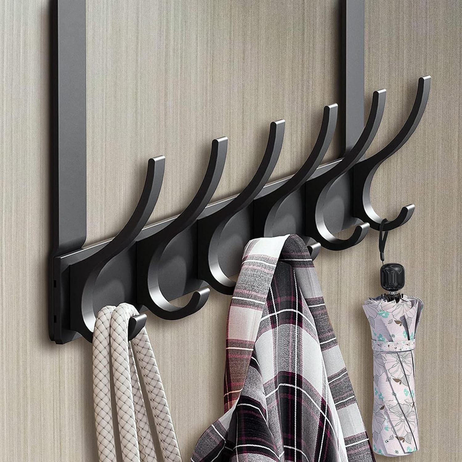 Over The Door Hooks Door Hanger Hooks Over The Door Towel Racks for Bathroom with 12 Coat Hooks for Hanging Clothes Coats Towels