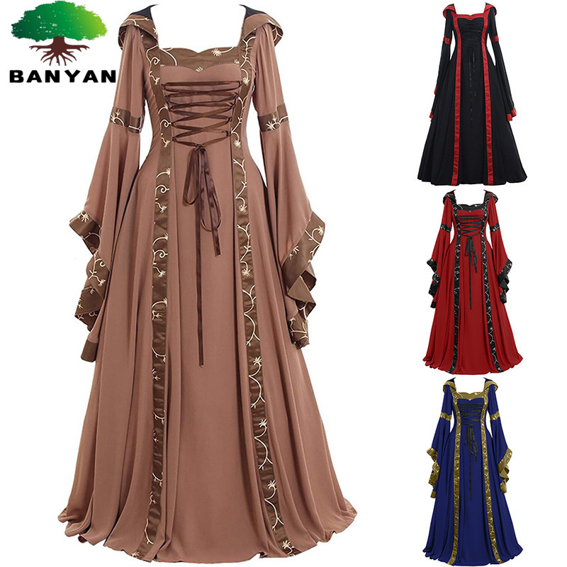 New European Medieval Renaissance Medieval Costume Women Witch Halloween Clothing