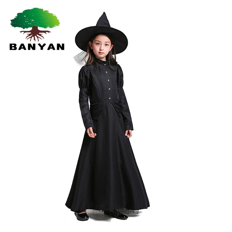 Halloween Carnival Clothing Adult Wizard of Oz Cos Black Parent-Child Plus Size Witch Costumes for Women