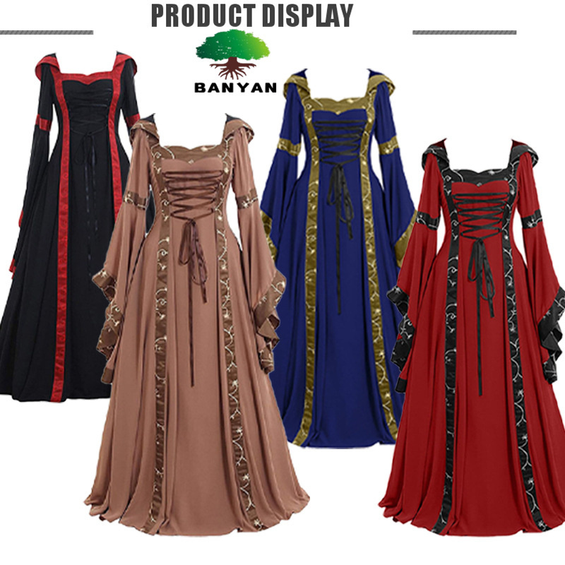 New European Medieval Renaissance Medieval Costume Women Witch Halloween Clothing