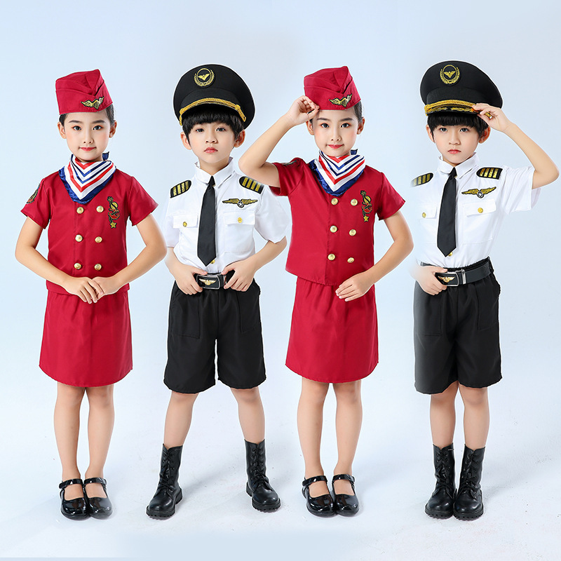 Pilots Female Flight Attendants Police Children's Role-playing Captain's Uniforms Sets