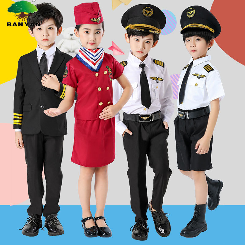 Pilots Female Flight Attendants Police Children's Role-playing Captain's Uniforms Sets