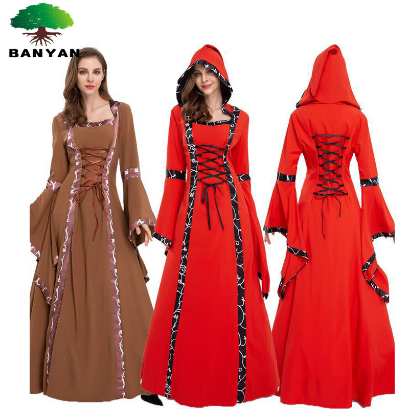 New European Medieval Renaissance Medieval Costume Women Witch Halloween Clothing