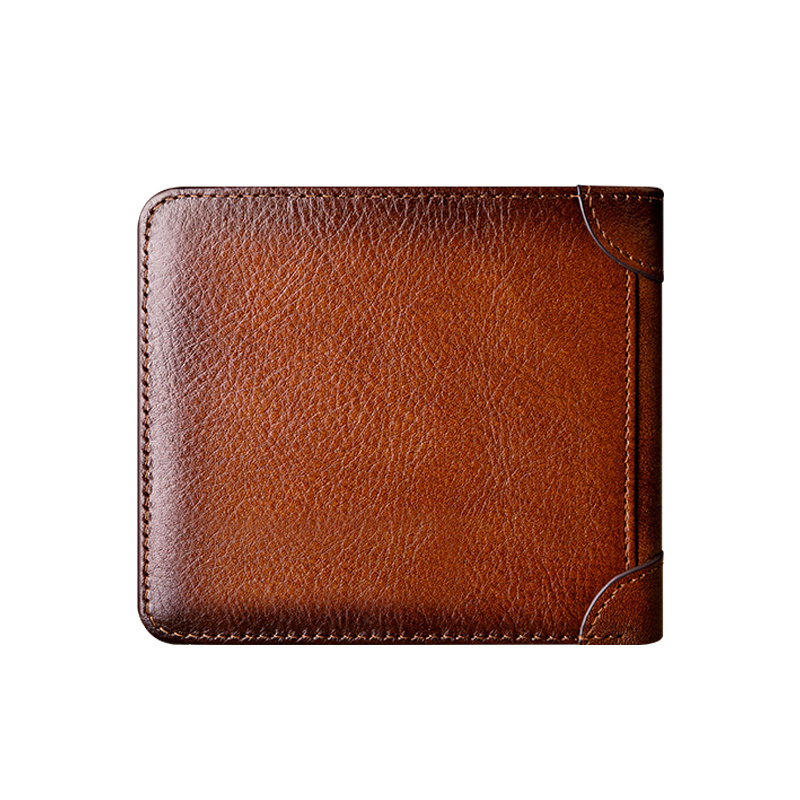 BANYANU Retro Guangzhou factory cow leather RFID men's wallet short wallet multi card seat wallet men's fashion high quality