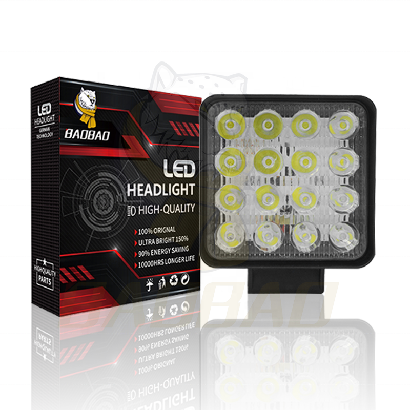 BB047 Car Accessories Headlight Square Off-Road Suv Boat 4X4  48W Spot Light 12V LED Work Lights