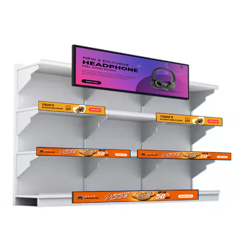 Digital Signage Android Advertising Shelf Stretched TFT Display Bar LCD