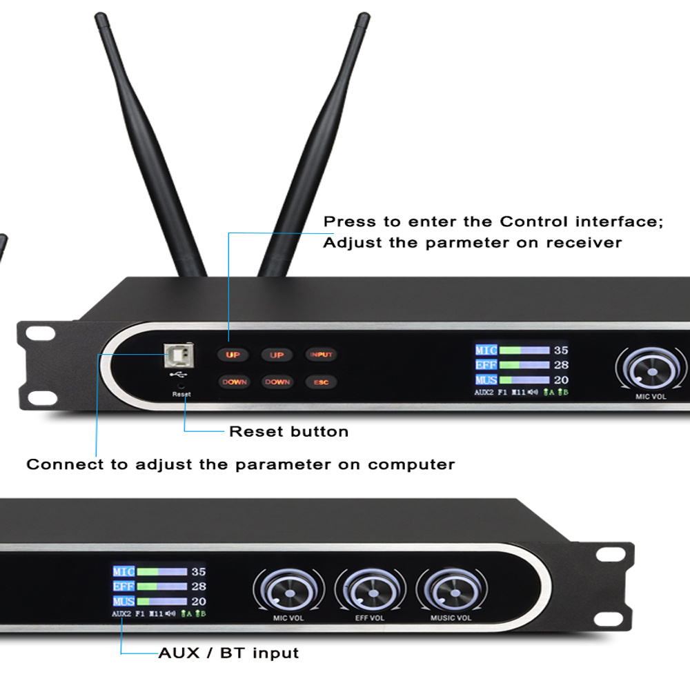 High quality Professional digital REVERB karaoke effect processor with wireless microphone dsp sound processor