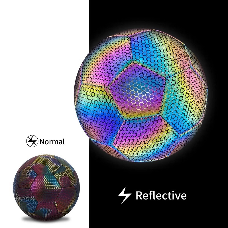 Holographic Reflective Soccer Ball Luminous Footballs Glow in the dark Size 5 Football Light up Ball