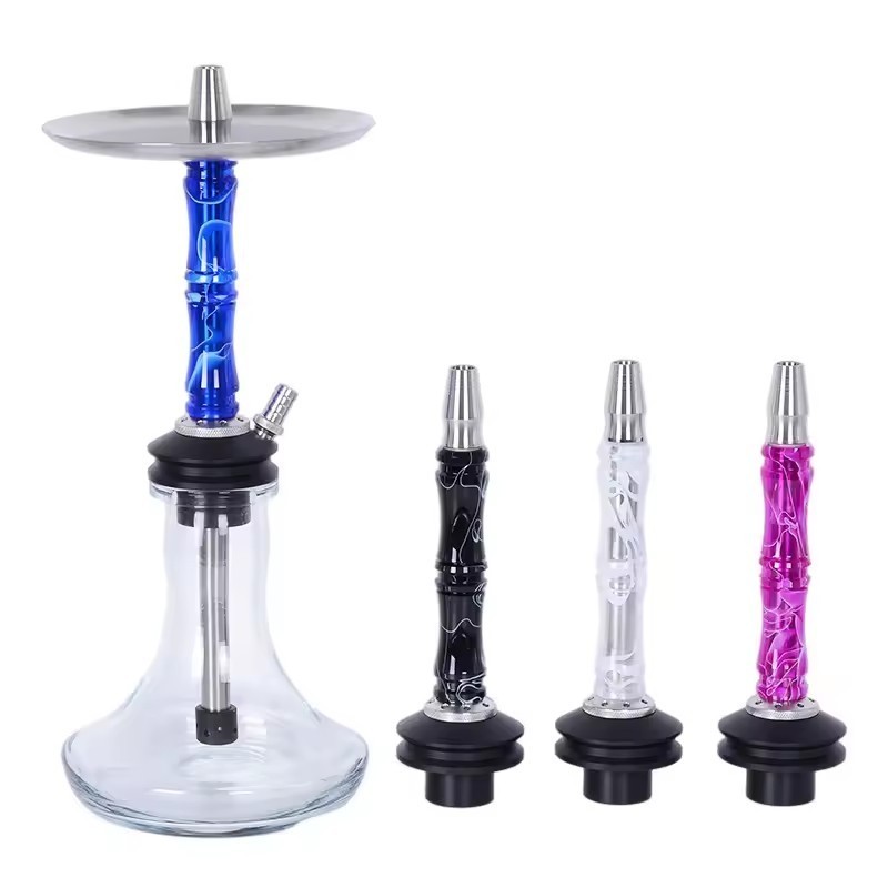 Wholesale High Quality 50cm Stainless Steel Acrylic Narguile Shisha Set One Hose Hookah with Silicone Hose