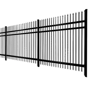 Factory Outlet High Quality  Powder Coated galvanized Steel Garden Fence 3 Pcs Rail picket wrought iron fence steel fence panel