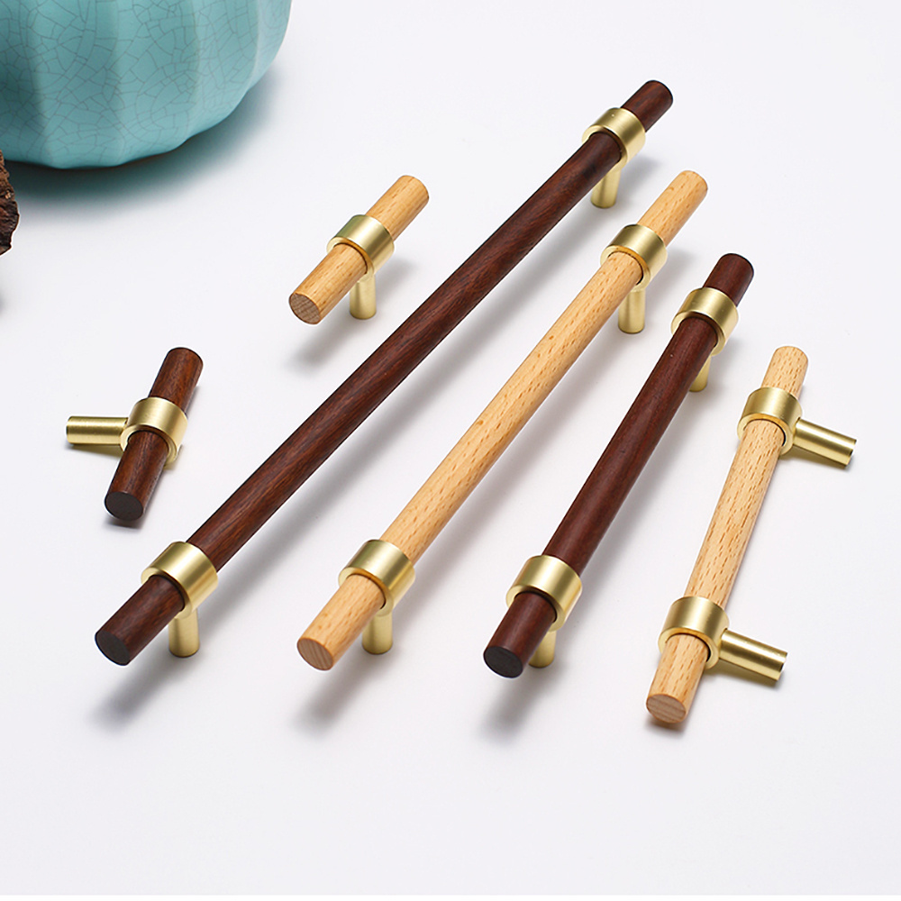 BAOCHUN Top Quality Customized Wooden Cabinet Handles and Knobs Walnut Wood Furniture Handles Drawer Pulls Handles Wooden T Bar