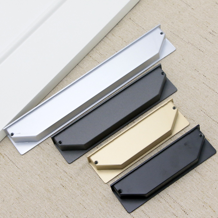 BAOCHUN Furniture Hardware Sliding Hidden Cabinet Handle Modern Minimalist Simple European Wardrobe Black White Gold  Aluminum