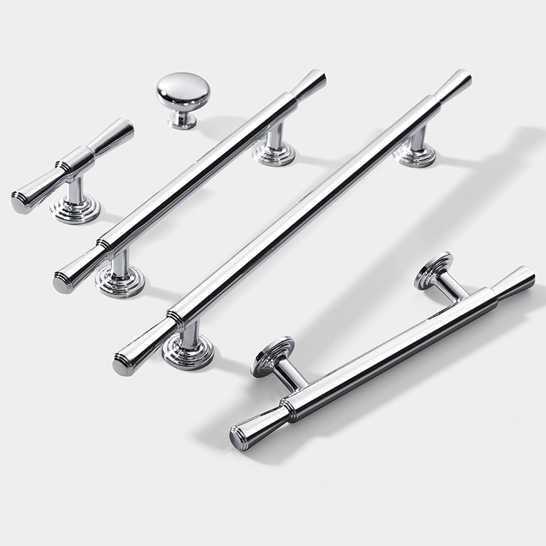 European Unique Furniture Cabinetry Polished Chrome Solid Handle Cabinet Door Kitchen Drawer Handles and Knob Wardrobe Pulls