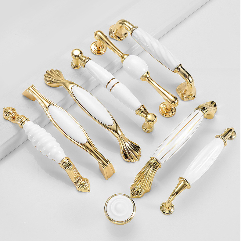 BAOCHUN Zinc Alloy and Ceramics Kitchen Cabinet Handles Kitchen Graceful Wardrobe White Pull Handles Dresser Drawer Knobs