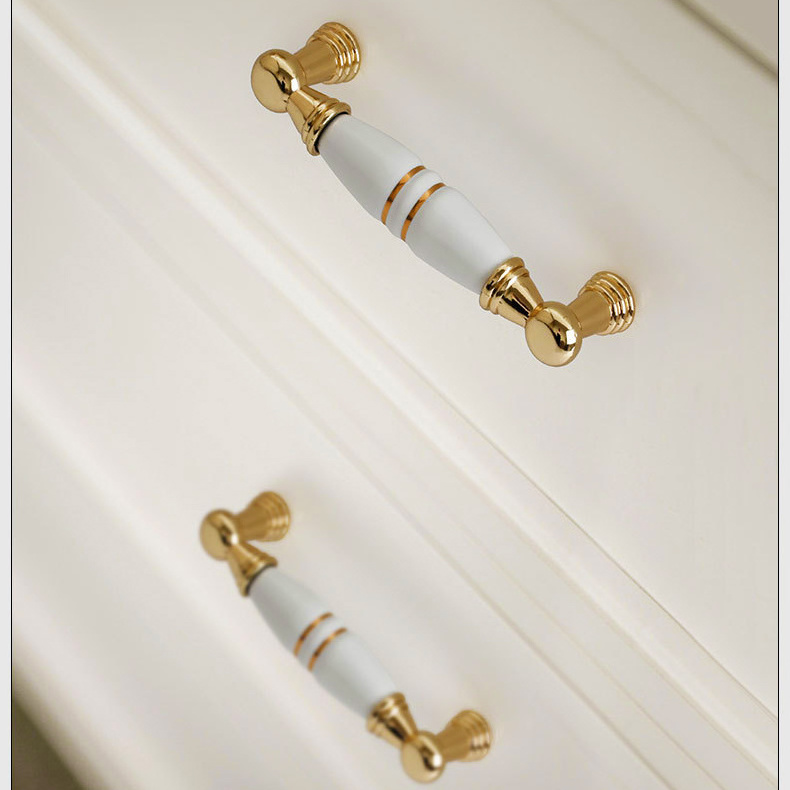 BAOCHUN Zinc Alloy and Ceramics Kitchen Cabinet Handles Kitchen Graceful Wardrobe White Pull Handles Dresser Drawer Knobs